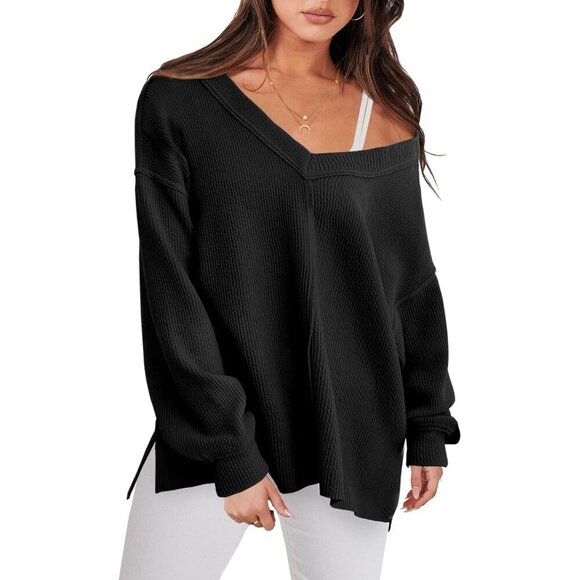 Sweaters - Oversized Long Sleeve Off Shoulder Shirt Women's Casual Tunic Top